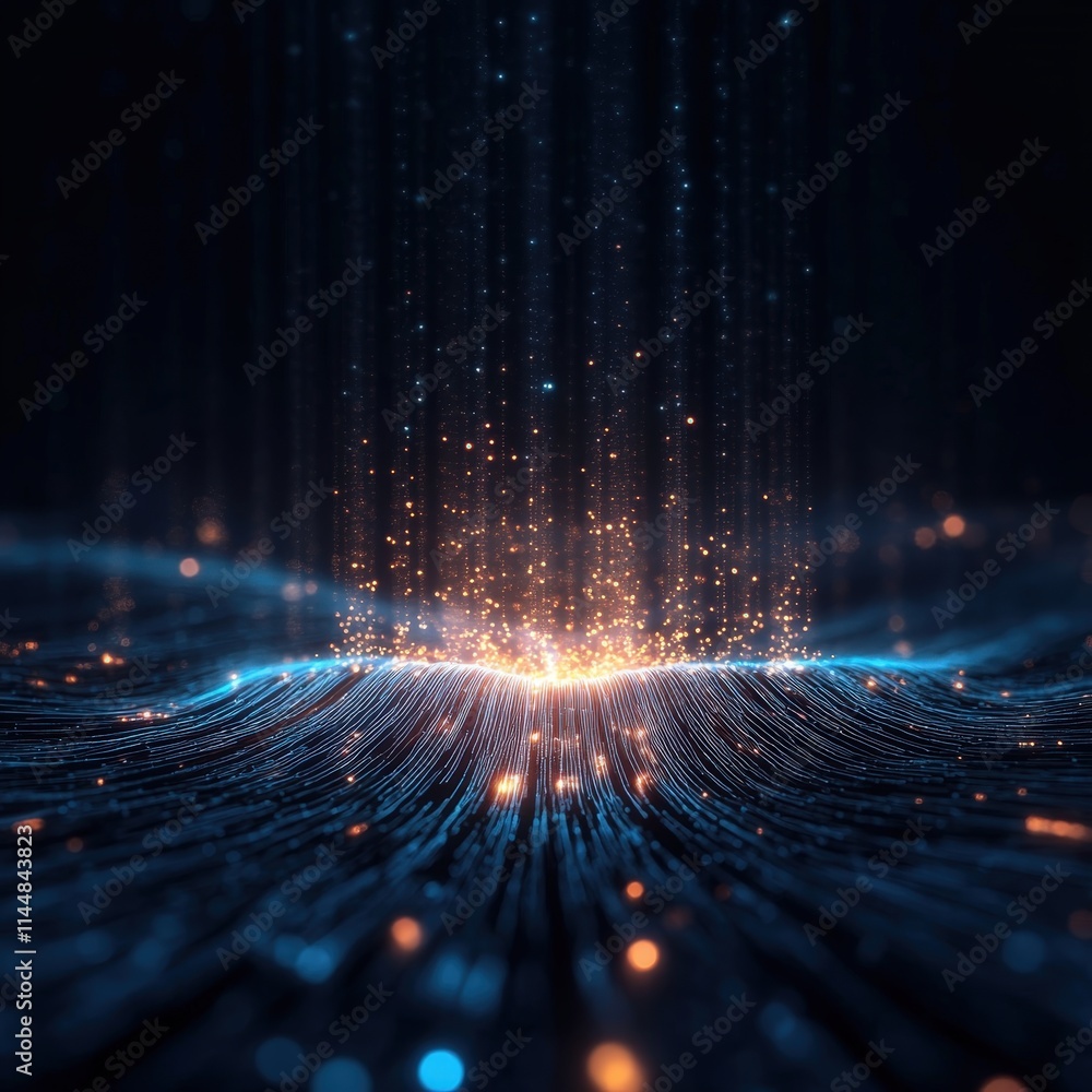 Poster dynamic fiber optic data lines illuminating underground networks urban infrastructure digital visual