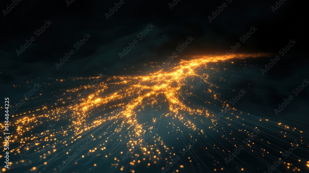 Poster dynamic data highways illuminating the digital landscape virtual world visual art futuristic environ