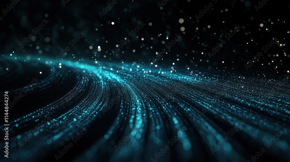 Poster glowing fiber optic paths visualizing data highways digital realm abstract art dark background futur