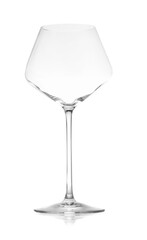 One empty wine glass isolated on white