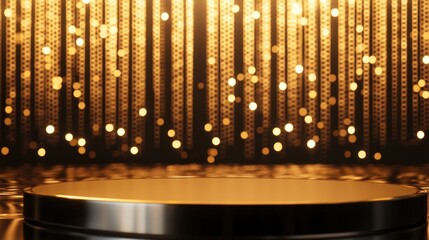 Obraz premium Golden platform with bokeh effect background.