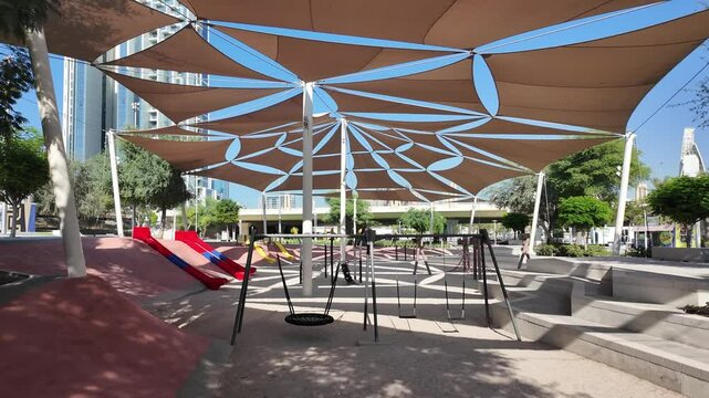 Empty playground in Al Reem island in Abu Dhabi, UAE