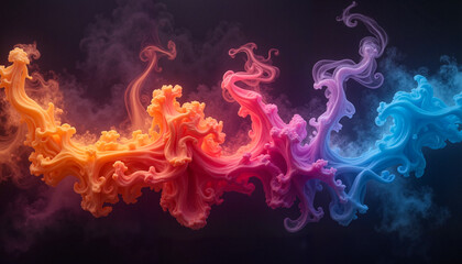 Fototapeta premium Abstract colorful smoke or ink swirls on a dark background