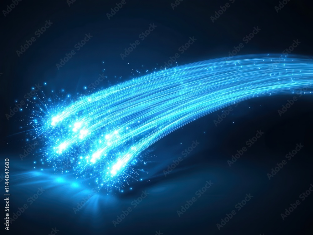 Aufkleber fiber optic light trails converging into a digital node futuristic setting abstract artwork serene b