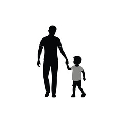 Father and son silhouette vector white background