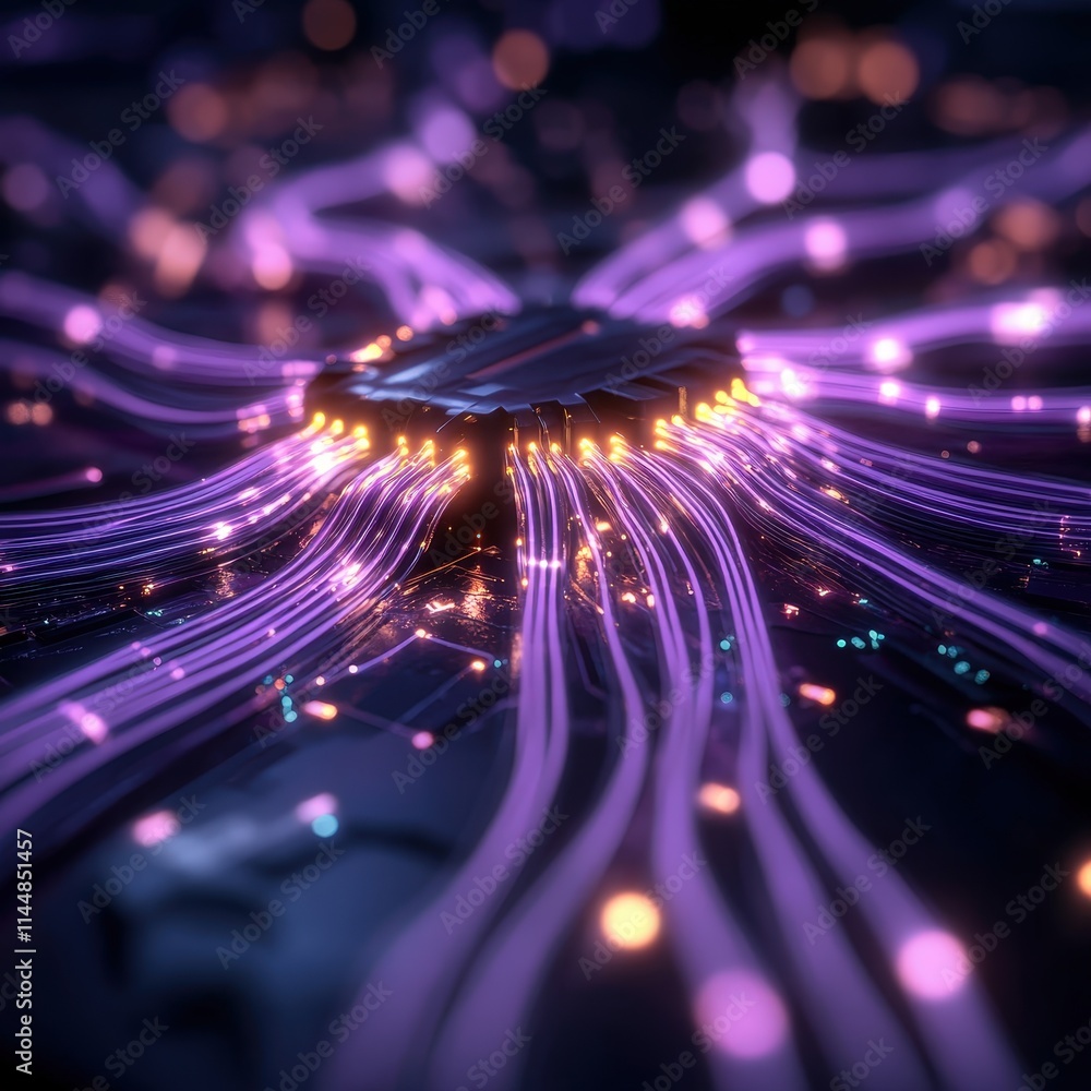 Poster fiber optic system hub high-tech connectivity digital realm visual art abstract environment macro vi