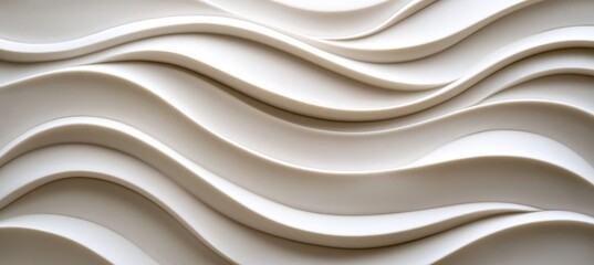 Obraz premium Beige Abstract Wavy Background, Soothing and Elegant Design With Flow Organic Curves, 3D Render