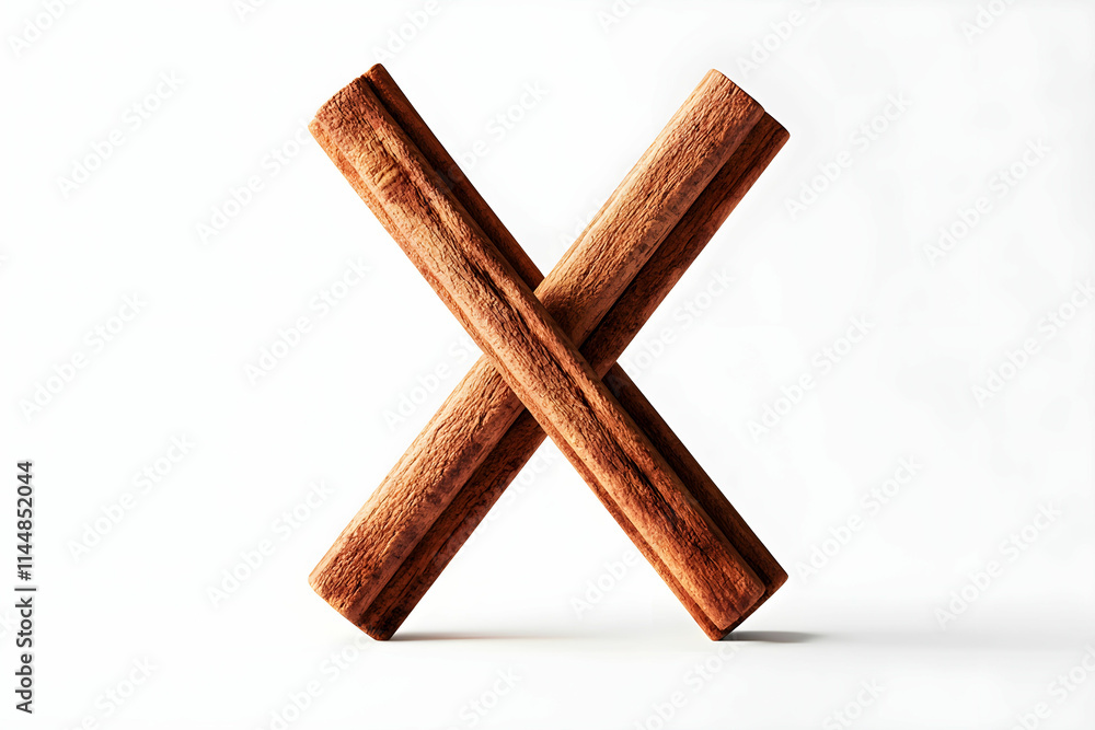Poster crossed wooden sticks on a bright background creating a unique symbol for nature and minimalism in d