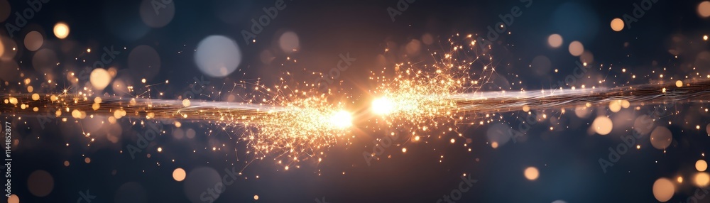 Aufkleber dynamic splicing tool sparks connection industrial workshop macro photography dark environment close