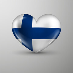 3d heart background with flag of Finland. An element of impact for the use you want to make of it.