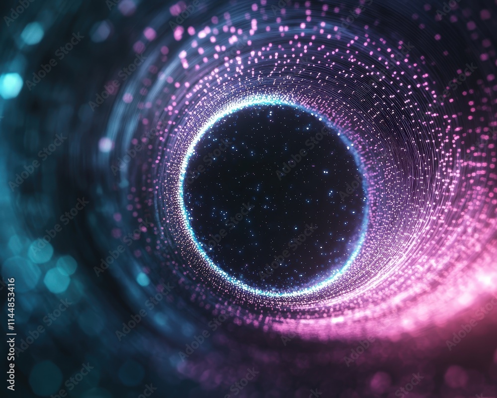 Poster dynamic light pulses traveling through a digital tunnel abstract visualization futuristic environmen