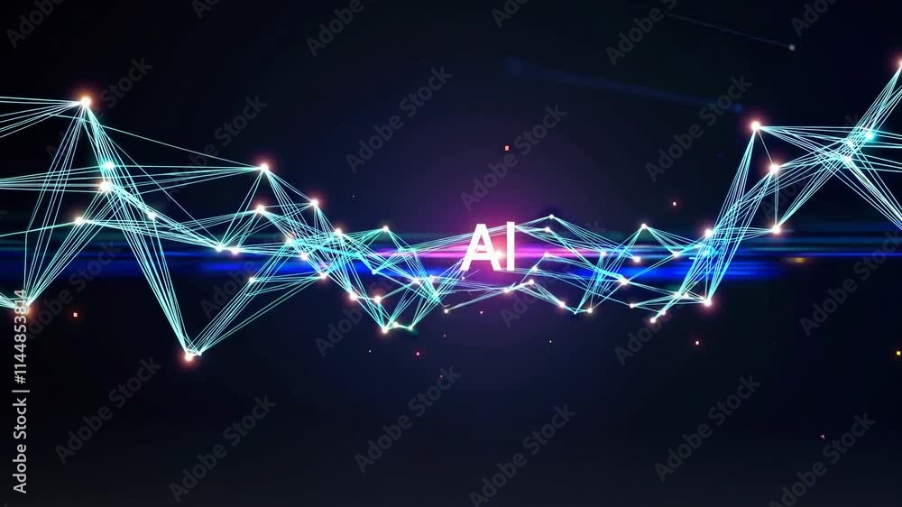 Poster exploring the connection between technology and human cognition through visual representations