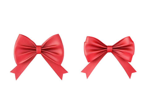 Red ribbon and bow isolated on transparent background.