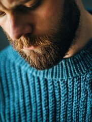 Obraz premium Man with beard in blue sweater