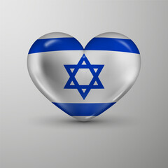 3d heart background with flag of Israel. An element of impact for the use you want to make of it.