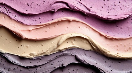 Swirled layers of creamy cosmetic textures