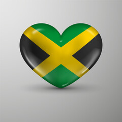 Fototapeta premium 3d heart background with flag of Jamaica. An element of impact for the use you want to make of it.