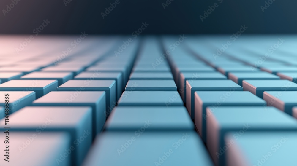 Aufkleber abstract perspective of a grid of cubes with soft lighting and smooth gradients in cool tones for mo