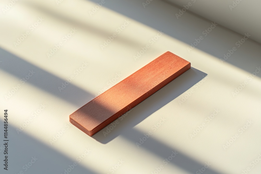 Poster single bookmark with simple design placed on matte white surface under diffused lighting