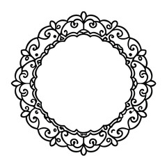 Elegant Oval Lace Frame with Intricate Filigree and Floral Detailing for Exquisite Invitations on white background