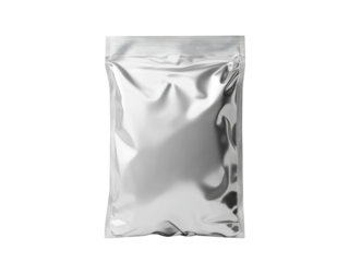 Clean silver pouch isolated on transparent background.
