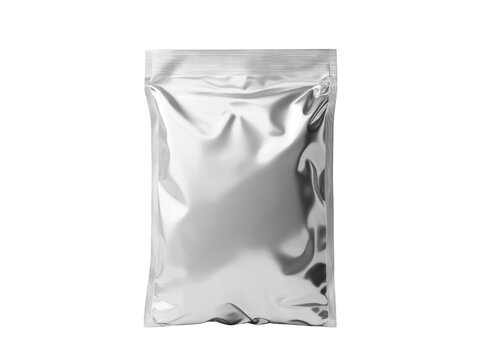 Clean silver pouch isolated on transparent background.
