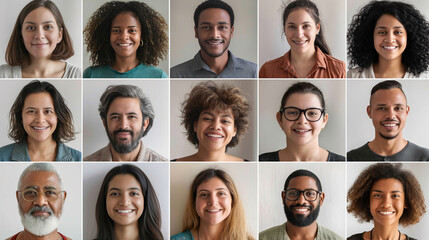Diverse Group of People Smiling Portrait Collage