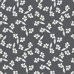 Naklejka premium Abstract seamless pattern with plants, herbs and flowers, botanical illustration.
