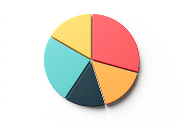 Fototapeta premium A colorful pie chart is divided into five pieces