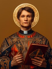 Generative AI Illustration of Saint Valentine with Heart Theme Love Scene Cartoon Style Warm Colors