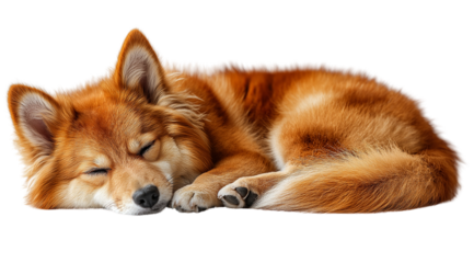 Sleeping Fox:  A fluffy red fox curled up in a peaceful slumber, capturing the serenity and tranquility of a wild animal at rest.  