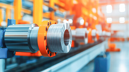 A machine is making a metal pipe