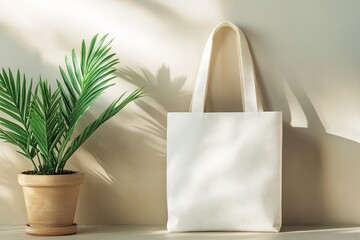 clean tote bag mockup with blank surface styled on neutral background