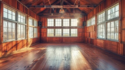 Fototapeta premium A cozy living room featuring a wooden floor ,empty room