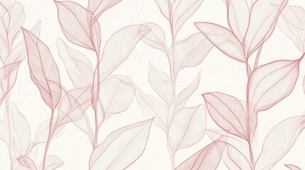 Fototapeta premium Rose Gold Botanical Line Art Wallpaper - Elegant Floral Pattern