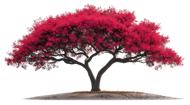 Red Tree of Life:  A vibrant, solitary red tree stands tall against a blank canvas, symbolizing resilience, growth, and the beauty of nature.  Its branches reach towards the sky.
