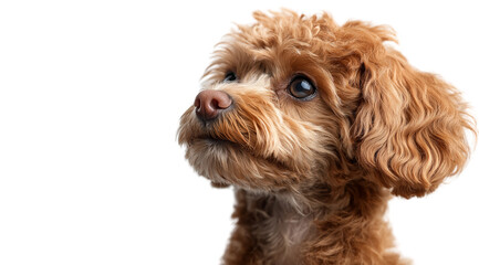 Adorable Toy Poodle Puppy Looking Up 