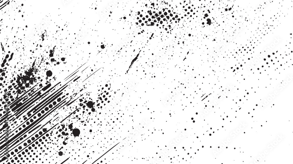 Poster subtle halftone vector texture overlay. monochrome abstract splattered background. abstract halftone