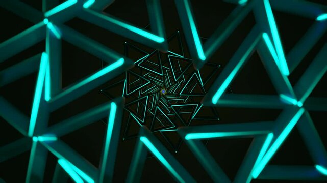 Seamless Neon Geometric Background With Rotating Light Patterns