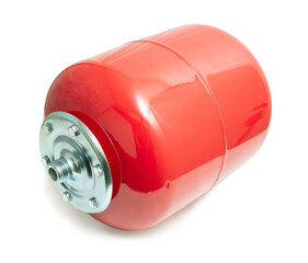Expansion tank for heating system, photographed on white background
