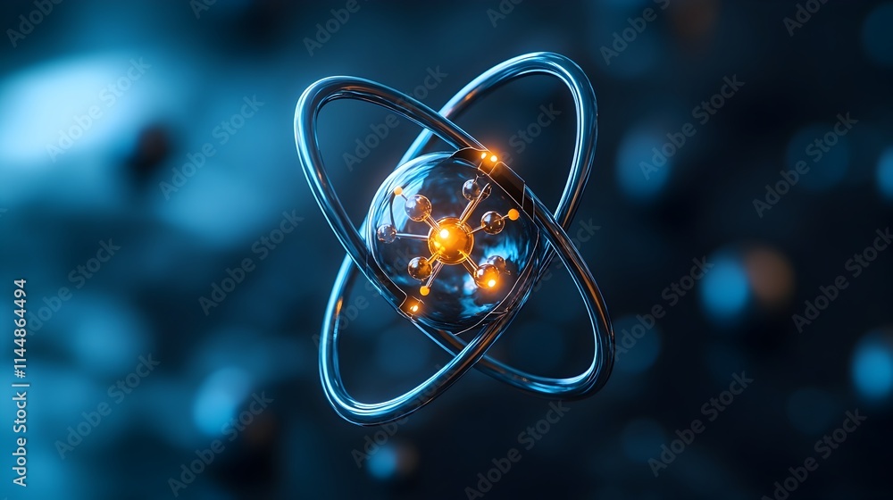 Aufkleber detailed 3d model of a technetium atom showcasing its electron structure and applications in medical