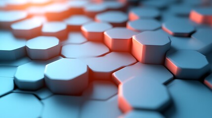 Obraz premium Abstract Hexagonal Pattern Blue And Orange Hues