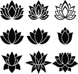 Fototapeta premium Lotus icon set vector illustration