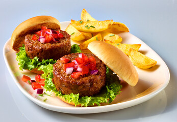Mini Burger Vegan, Burger, Brötchen, Fleisch, Fleischersatz, 

