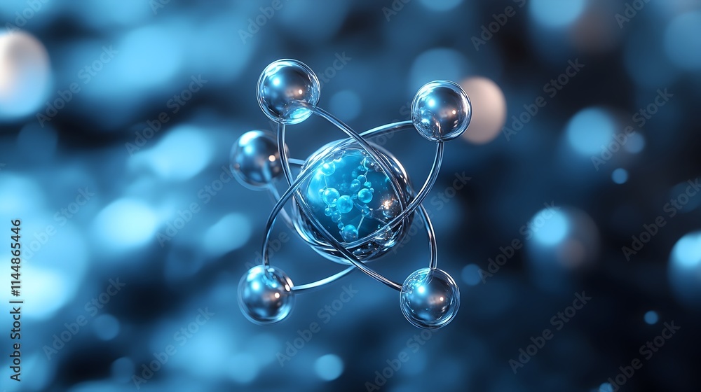 Aufkleber highly detailed 3d representation of a technetium atom showcasing its intricate electron structure a