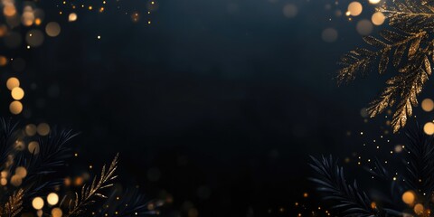 Black and Gold Christmas Background with Snowflakes
