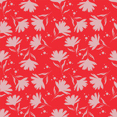 Abstract seamless pattern with plants, herbs and flowers, botanical illustration.