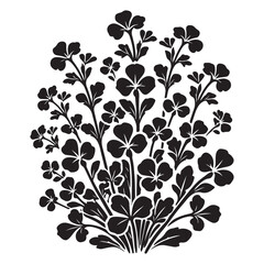 Watercress Silhouette Vector Illustration, Solid White Background.
