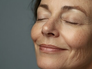 Fototapeta premium Mature woman with wrinkles showing a relaxed expression