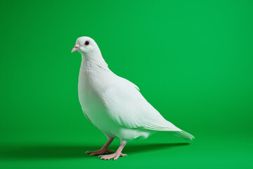 Obraz premium Elegant White Dove Against Vibrant Green Background